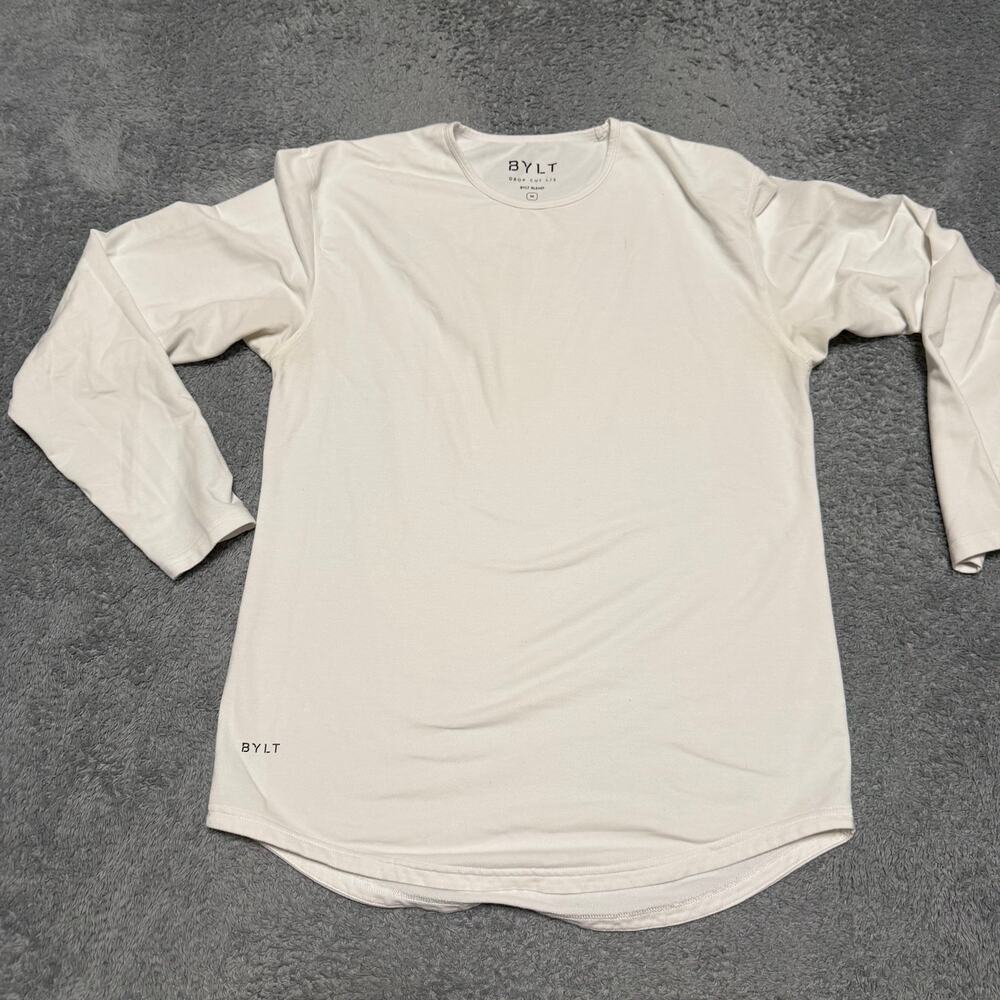 Bylt Shirt Mens Medium Drop Cut Long Sleeve White